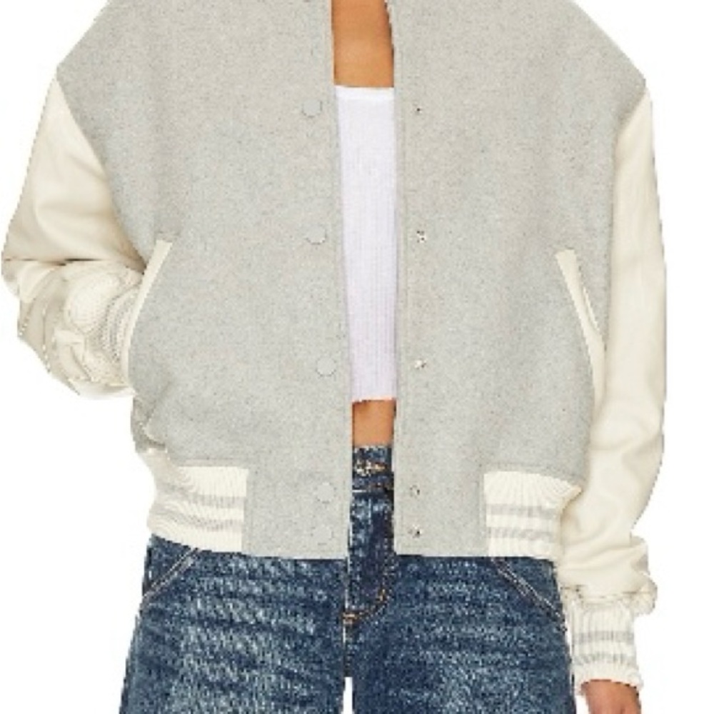 Women's Gray and Cream Bomber Jacket